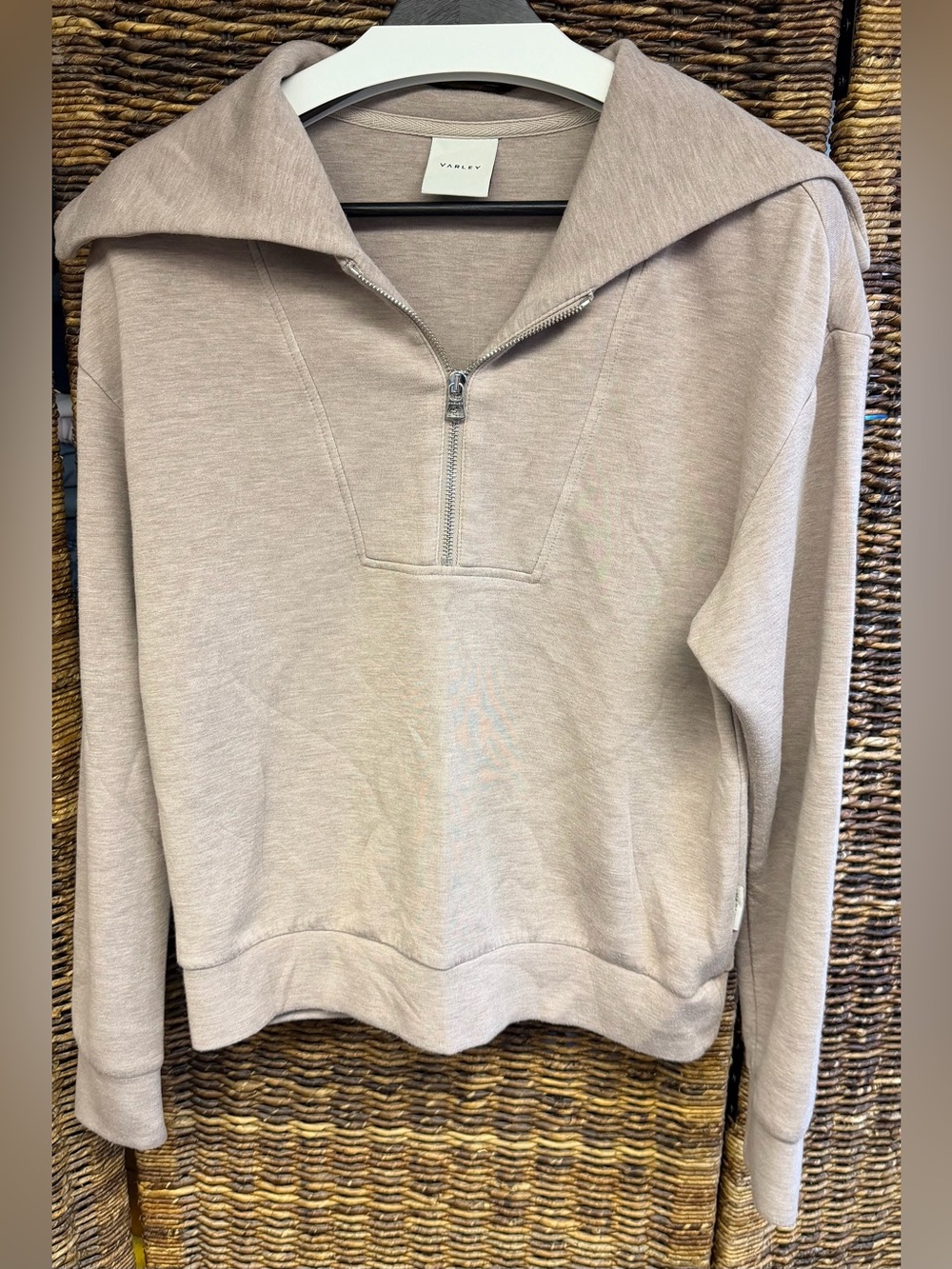 Varley - Yates Half-Zip Sweat Pullover- Heather Light pink/mauve, Small